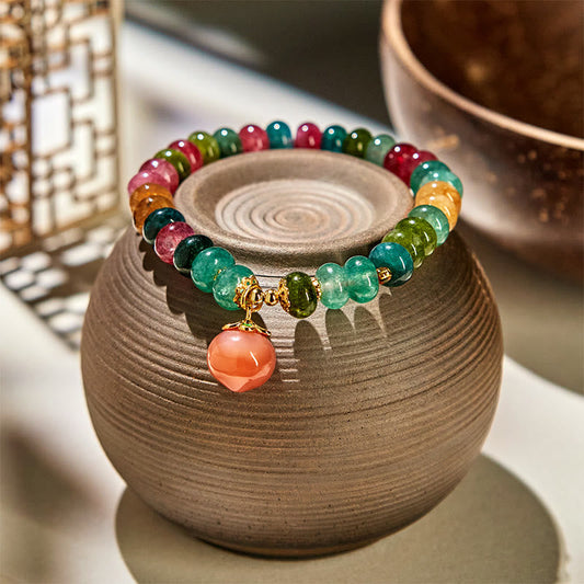 Wear FengShui Tourmaline Yanyuan Agate Peach Positive Bracelet