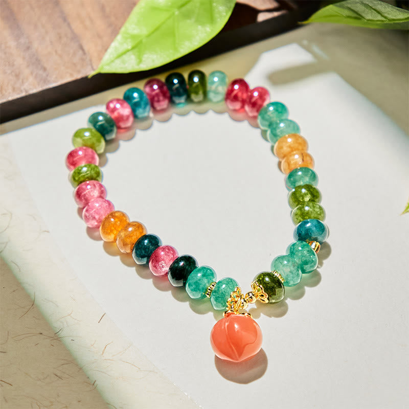 Wear FengShui Tourmaline Yanyuan Agate Peach Positive Bracelet