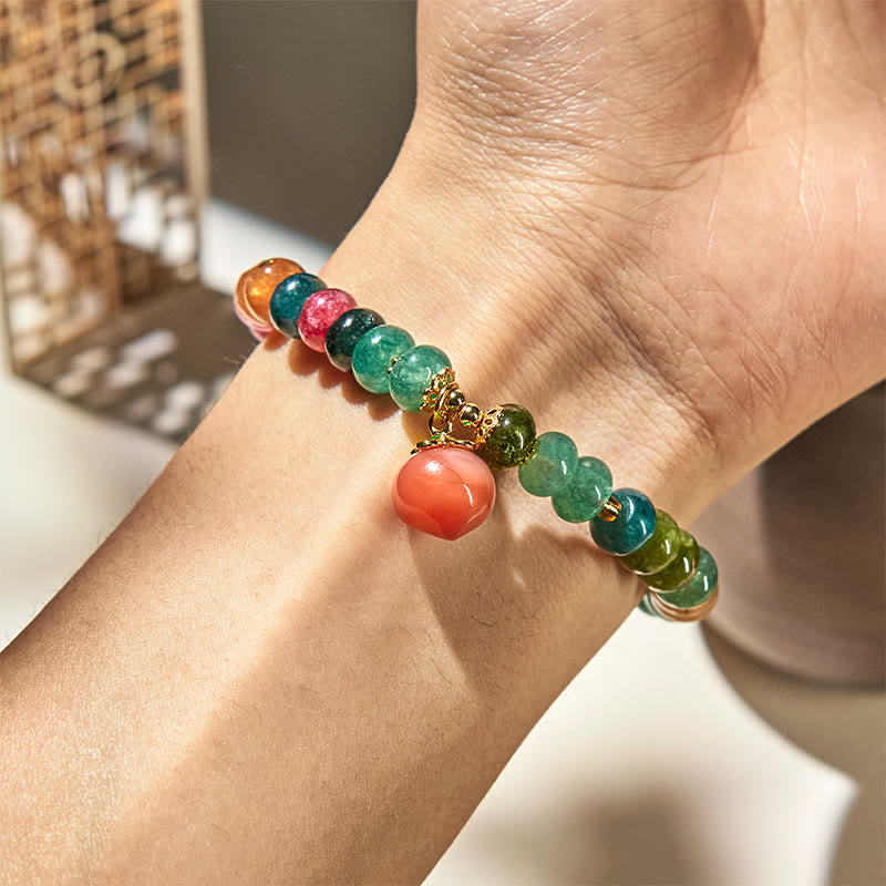 Wear FengShui Tourmaline Yanyuan Agate Peach Positive Bracelet
