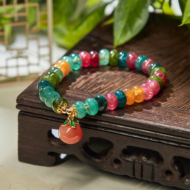 Wear FengShui Tourmaline Yanyuan Agate Peach Positive Bracelet