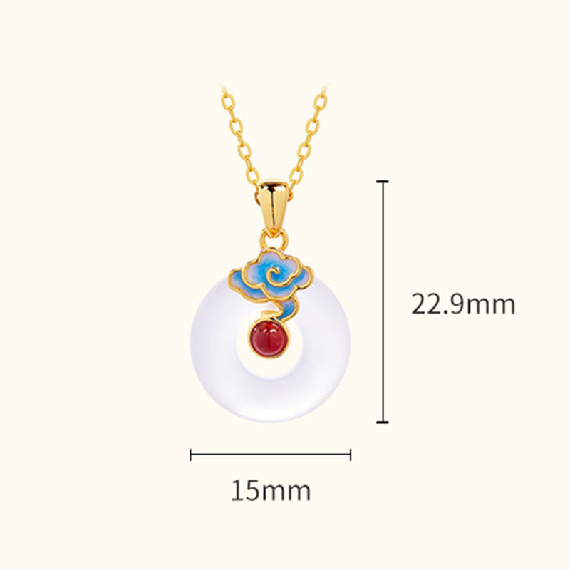 Wear FengShui 925 Sterling Silver Peace Buckle Cloud Chalcedony Necklace Harmony Pendant