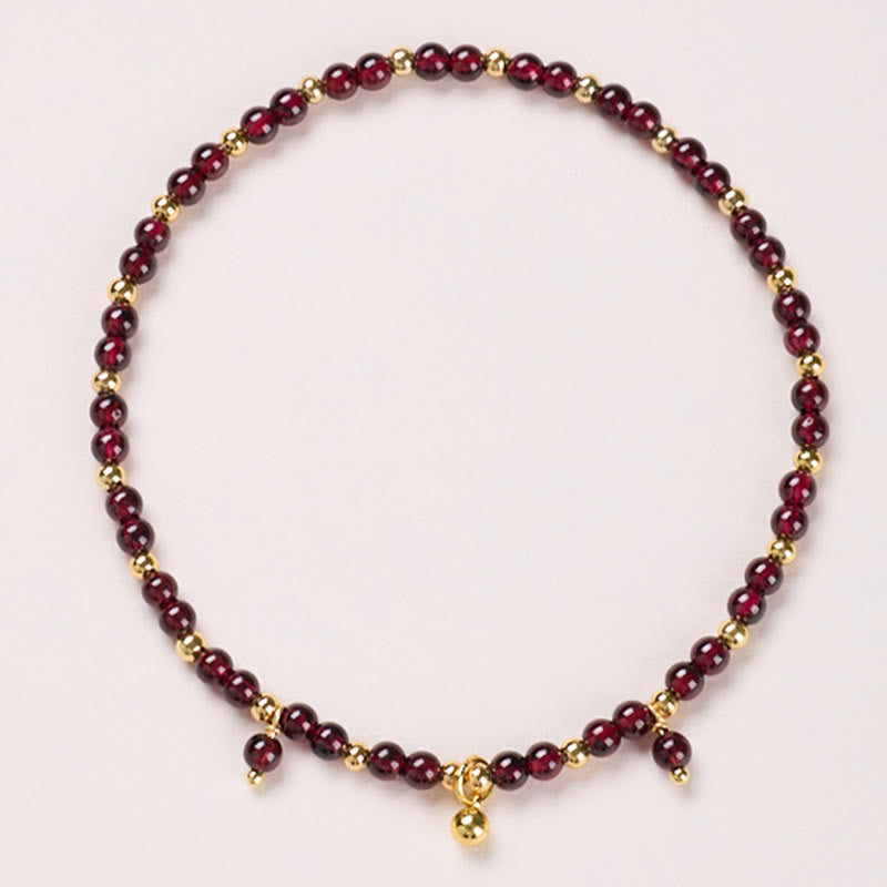Wear FengShui Natural 4mm Garnet Copper Gold Plated Calm Anklet