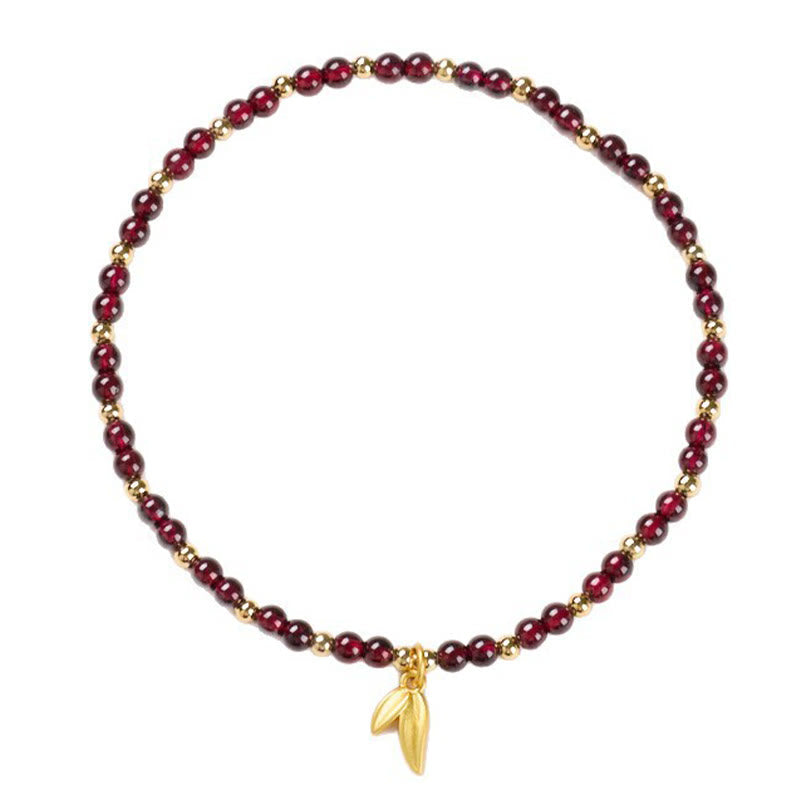 Wear FengShui Natural 4mm Garnet Copper Gold Plated Calm Anklet
