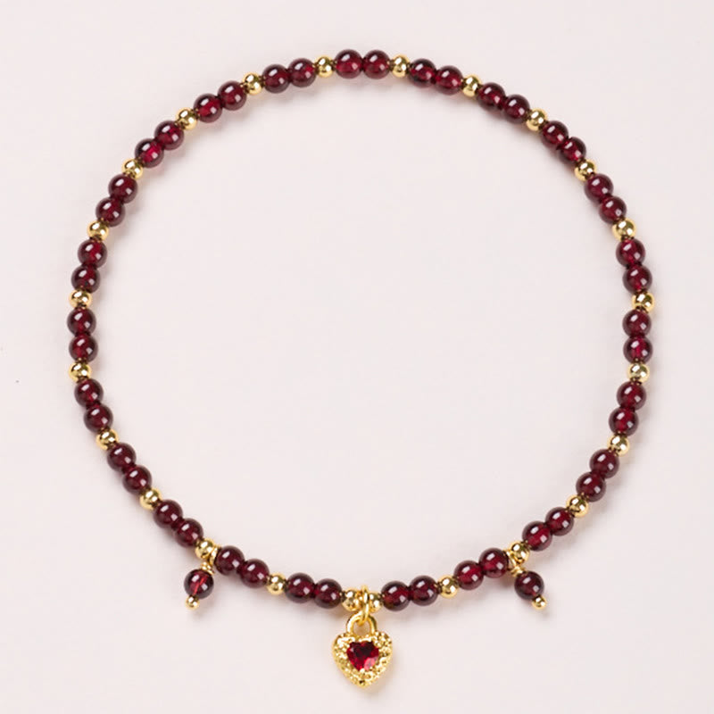Wear FengShui Natural 4mm Garnet Copper Gold Plated Calm Anklet