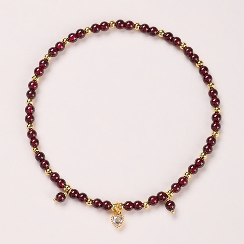 Wear FengShui Natural 4mm Garnet Copper Gold Plated Calm Anklet