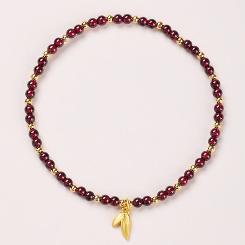 Wear FengShui Natural 4mm Garnet Copper Gold Plated Calm Anklet