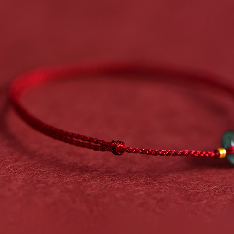 Wear FengShui Peace Buckle Copper Coins Jade Red String Connection Bracelet Anklet