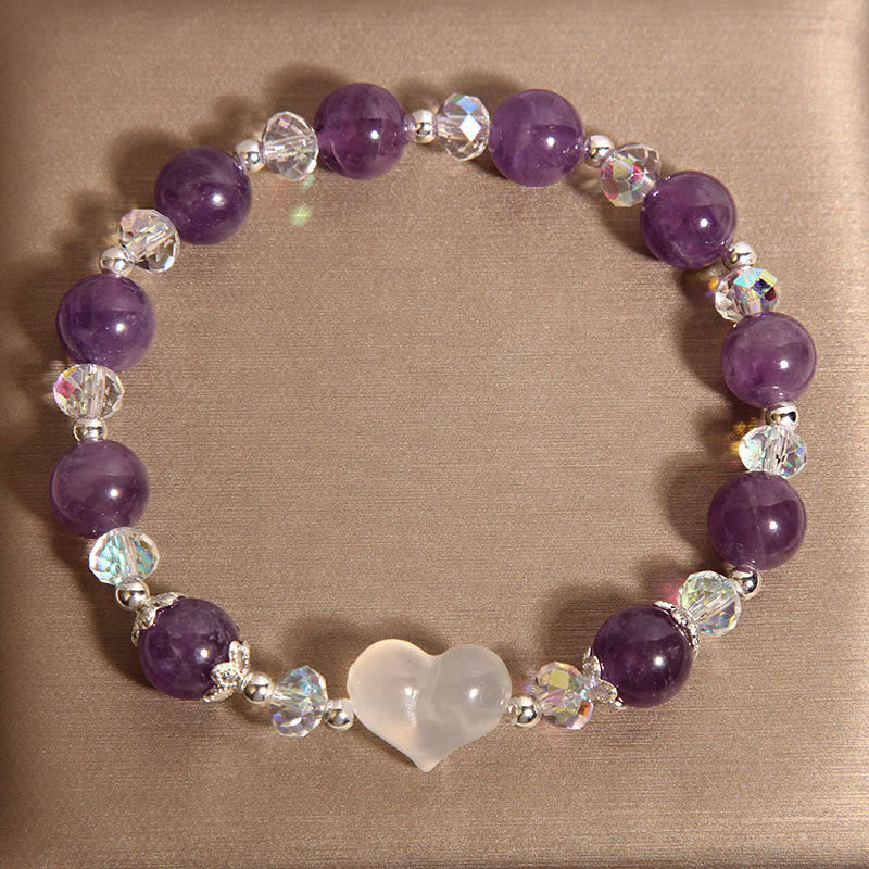 Wear FengShui Heart Amethyst White Agate Balance Bracelet