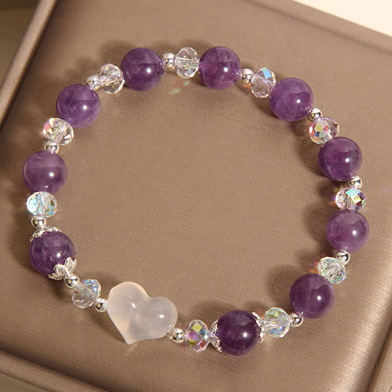 Wear FengShui Heart Amethyst White Agate Balance Bracelet