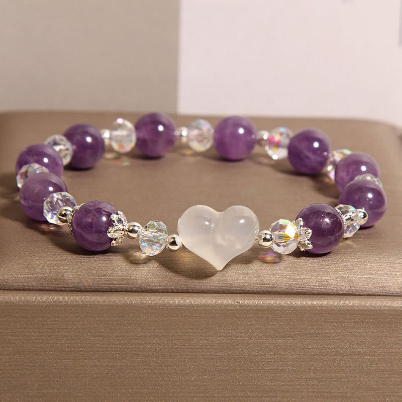 Wear FengShui Heart Amethyst White Agate Balance Bracelet