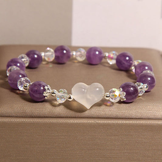 Wear FengShui Heart Amethyst White Agate Balance Bracelet