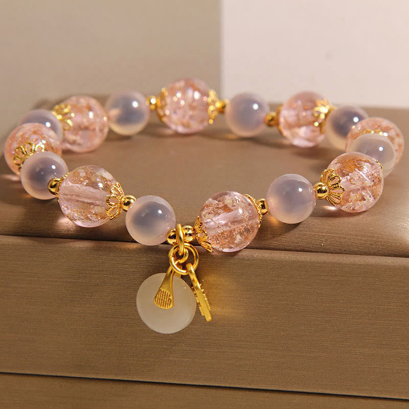 Wear FengShui Fu Character Peace Buckle Liuli Candy Agate Healing Bracelet