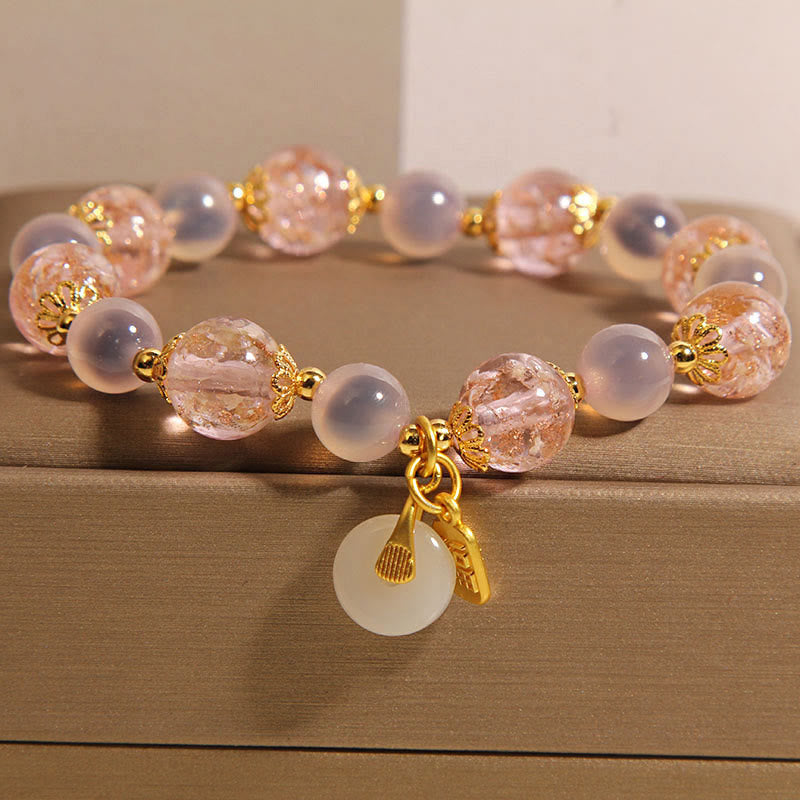 Wear FengShui Fu Character Peace Buckle Liuli Candy Agate Healing Bracelet