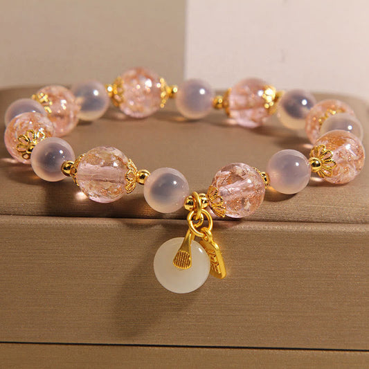 Wear FengShui Fu Character Peace Buckle Liuli Candy Agate Healing Bracelet