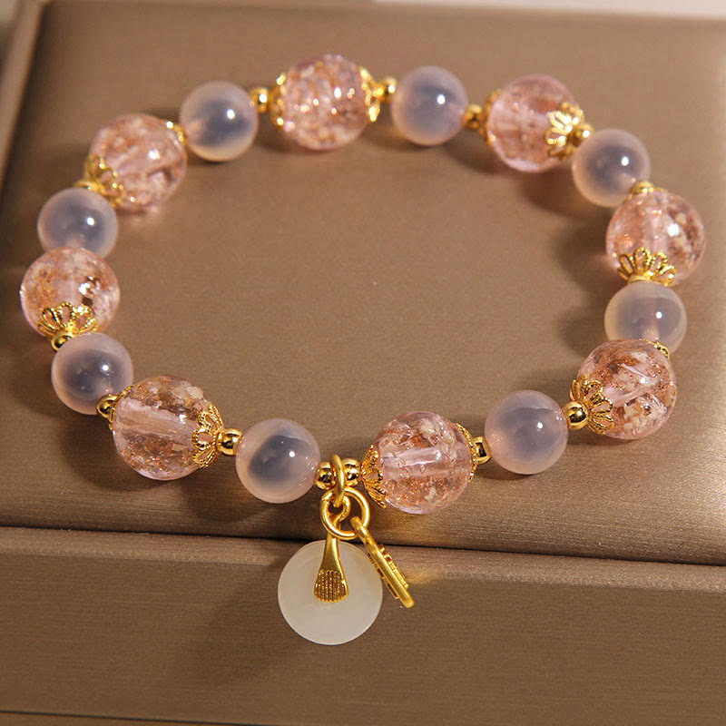 Wear FengShui Fu Character Peace Buckle Liuli Candy Agate Healing Bracelet