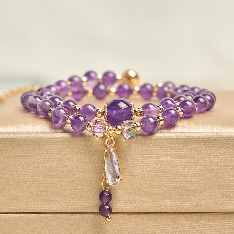 Wear FengShui Natural Amethyst Beads Balance Multi-layer Bracelet