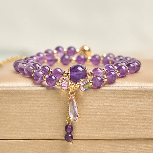 Wear FengShui Natural Amethyst Beads Balance Multi-layer Bracelet
