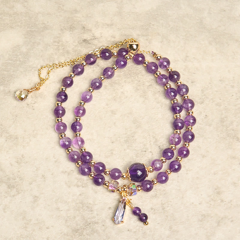 Wear FengShui Natural Amethyst Beads Balance Multi-layer Bracelet