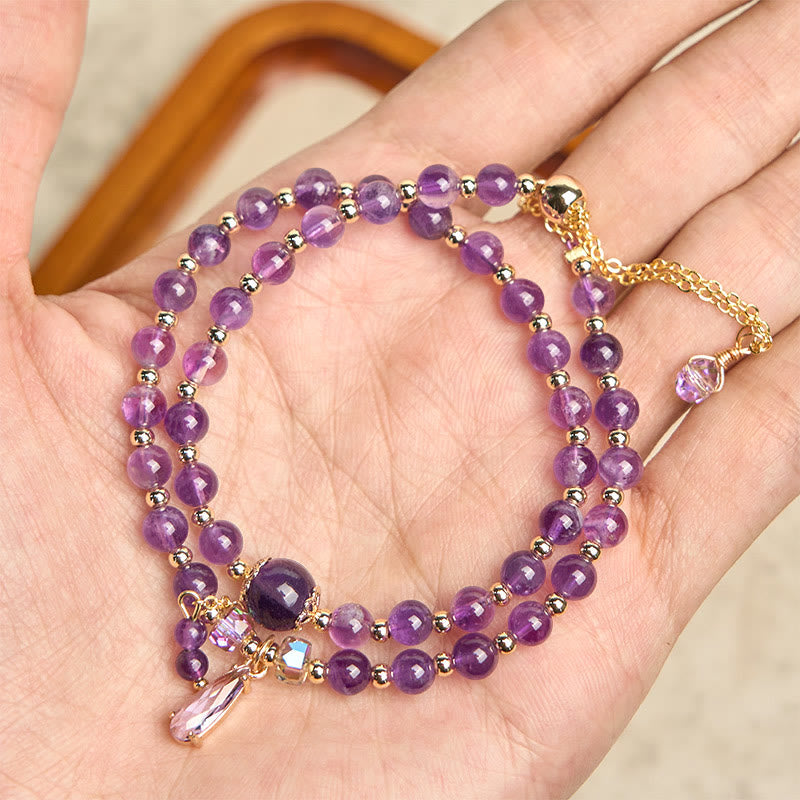 Wear FengShui Natural Amethyst Beads Balance Multi-layer Bracelet