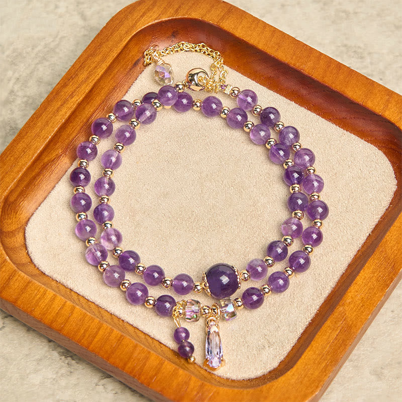 Wear FengShui Natural Amethyst Beads Balance Multi-layer Bracelet