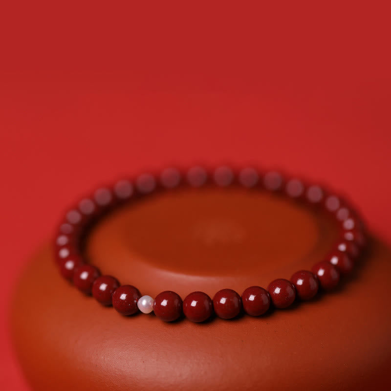 Wear FengShui Gourd Pearl Cinnabar Blessing Beads Bracelet