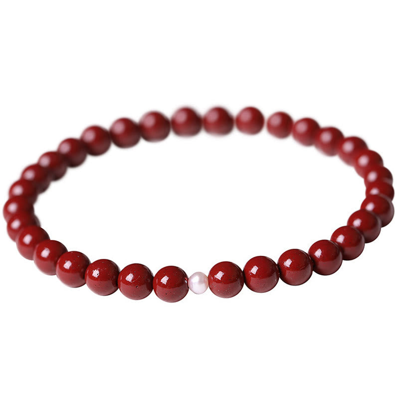 Wear FengShui Gourd Pearl Cinnabar Blessing Beads Bracelet