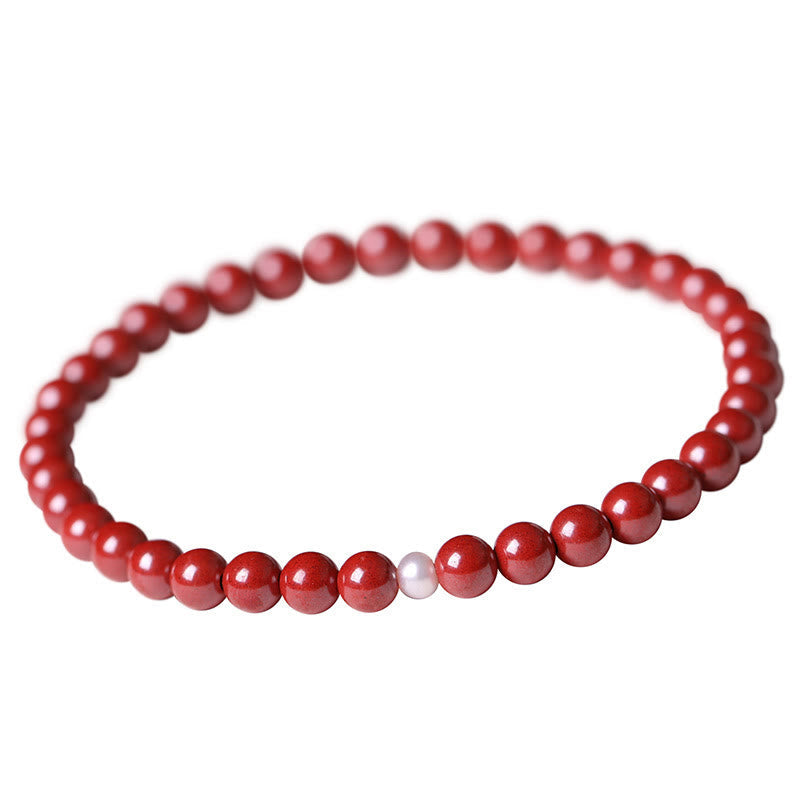 Wear FengShui Gourd Pearl Cinnabar Blessing Beads Bracelet