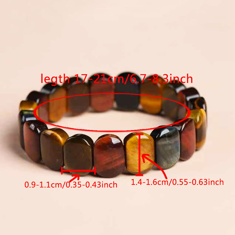 Wear FengShui Natural Colored Tiger Eye Oval Beads Strength Bracelet