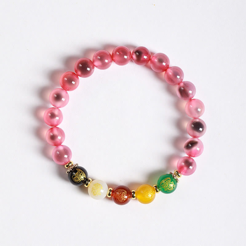 Wear FengShui Natural Colorful Candy Agate Five Gods Of Wealth Harmony Bracelet