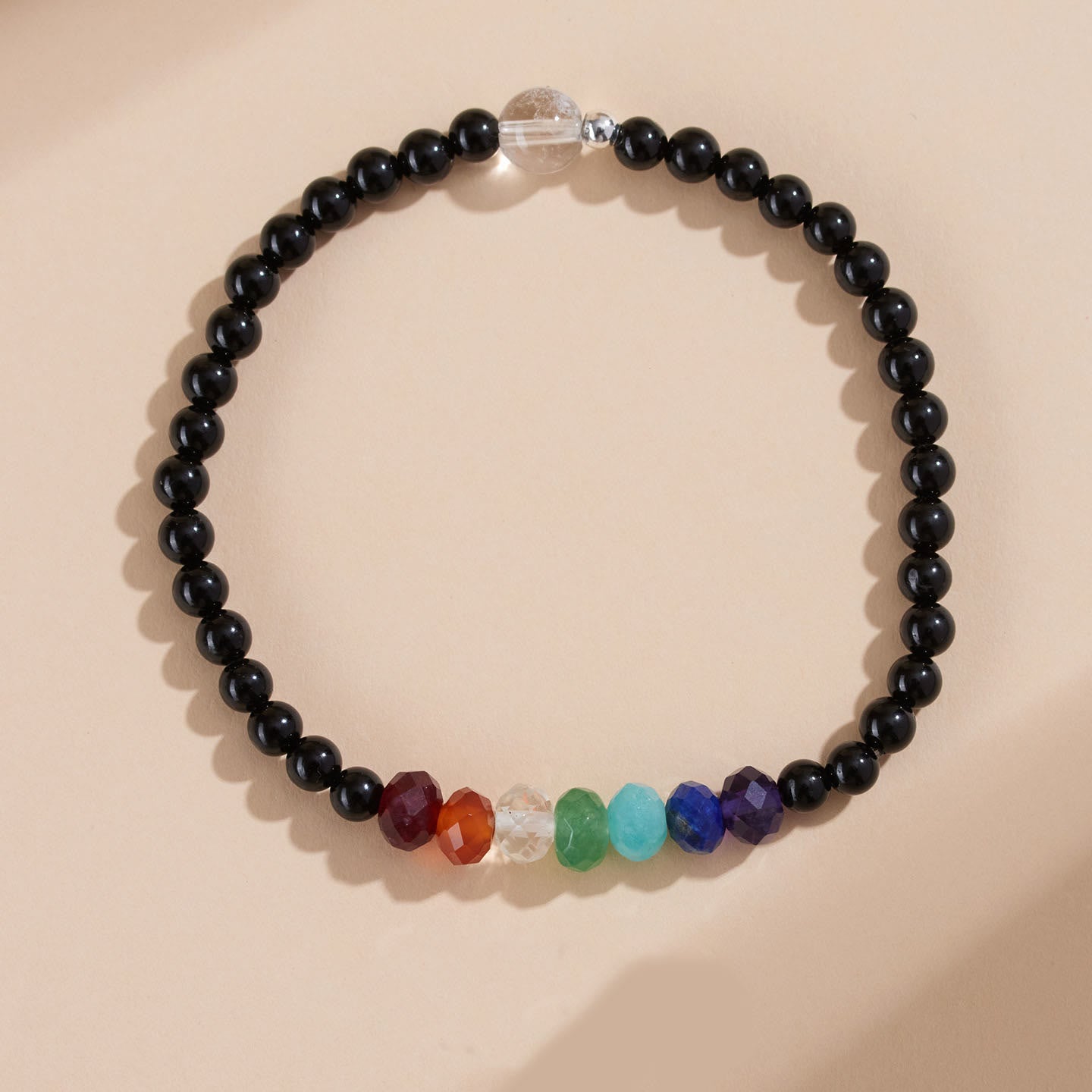 Wear FengShui Ultra-fine 4mm Black Tourmaline Colorful Stone Bracelet