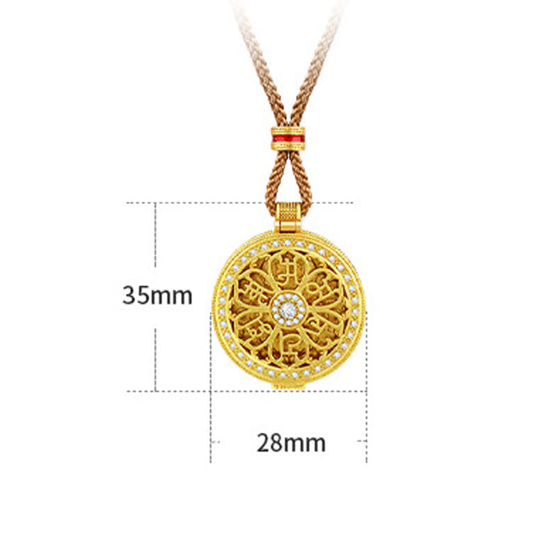 Wear FengShui Om Mani Padme Hum Openable Copper Plated Gold Wealth Necklace Pendant