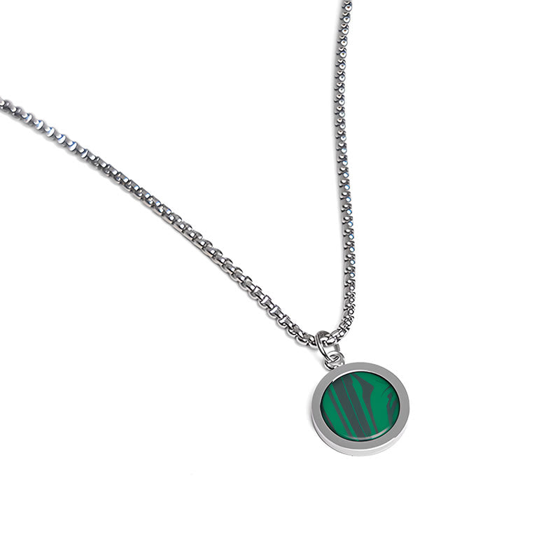 Wear FengShui Natural Stone Turquoise Tiger Eye  Lazurite Malachite Titanium Steel Purification Necklace Pendant