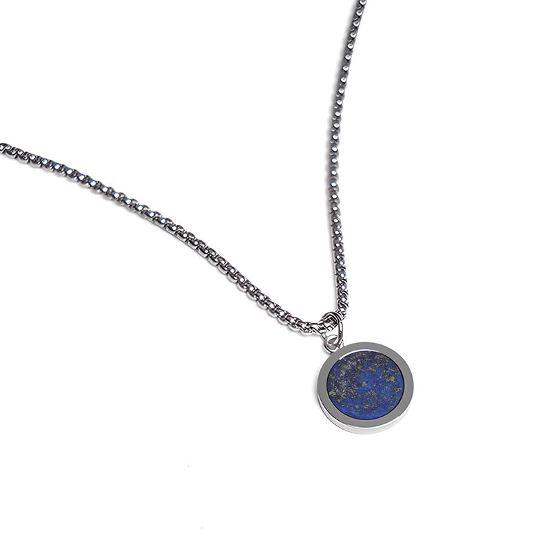 Wear FengShui Natural Stone Turquoise Tiger Eye  Lazurite Malachite Titanium Steel Purification Necklace Pendant