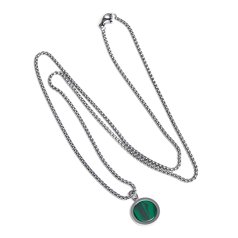 Wear FengShui Natural Stone Turquoise Tiger Eye  Lazurite Malachite Titanium Steel Purification Necklace Pendant