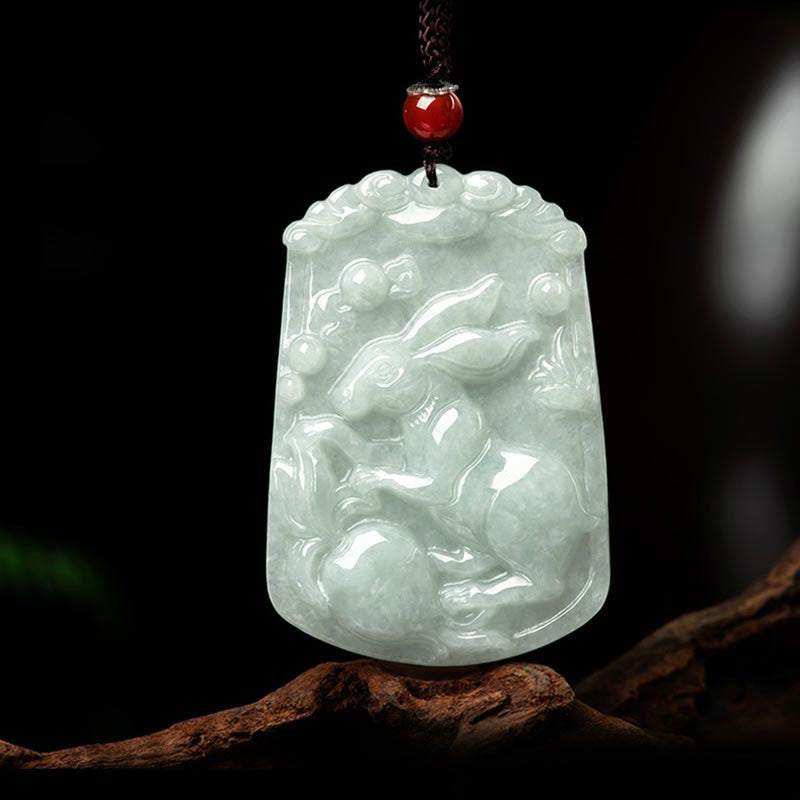 Wear FengShui Natural Jade 12 Chinese Zodiac Abundance Amulet Pendant Necklace