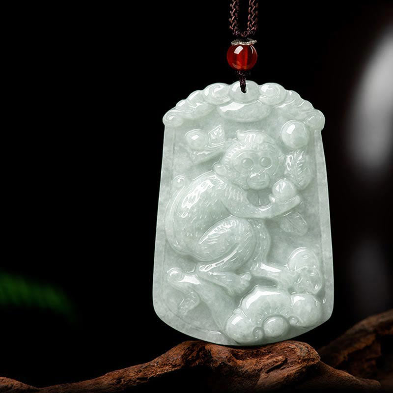 Wear FengShui Natural Jade 12 Chinese Zodiac Abundance Amulet Pendant Necklace