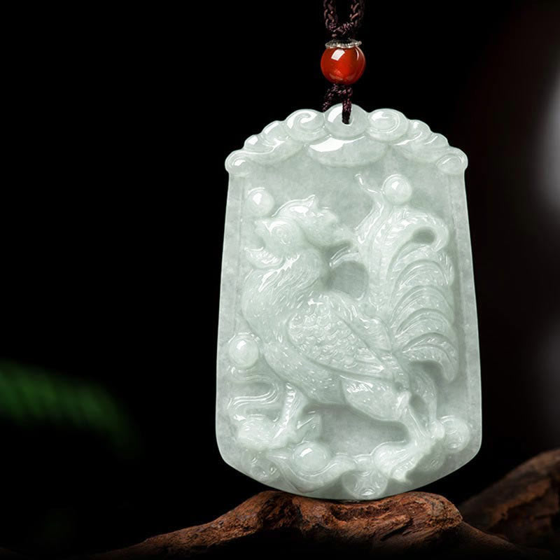 Wear FengShui Natural Jade 12 Chinese Zodiac Abundance Amulet Pendant Necklace