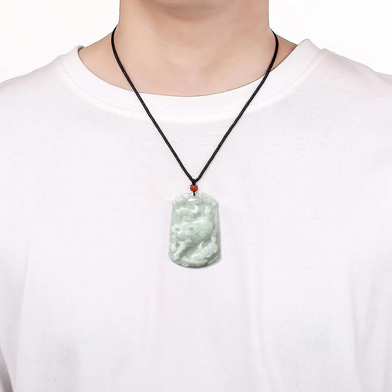 Wear FengShui Natural Jade 12 Chinese Zodiac Abundance Amulet Pendant Necklace