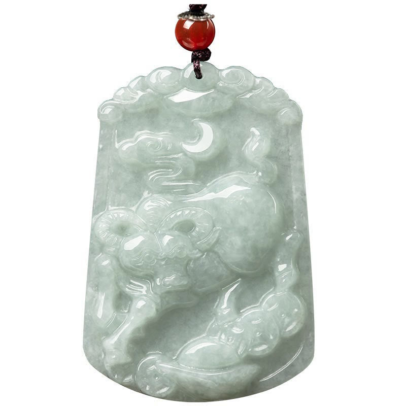 Wear FengShui Natural Jade 12 Chinese Zodiac Abundance Amulet Pendant Necklace