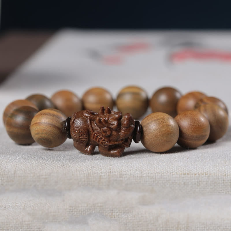 Wear FengShui Green Sandalwood Pixiu Attract Wealth Bracelet