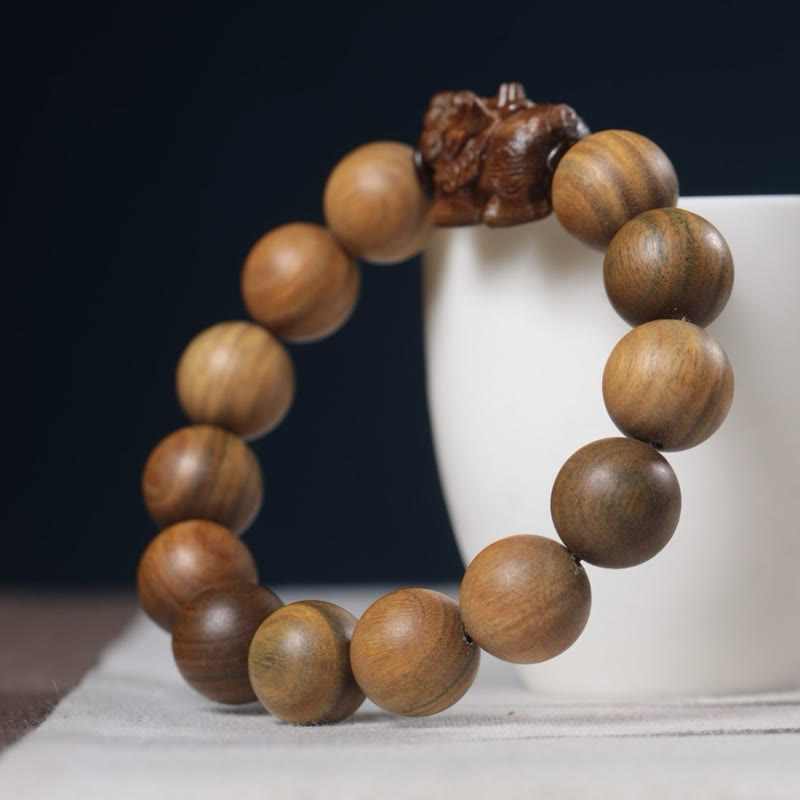 Wear FengShui Green Sandalwood Pixiu Attract Wealth Bracelet