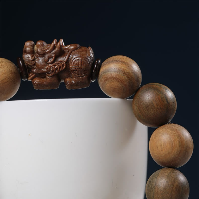 Wear FengShui Green Sandalwood Pixiu Attract Wealth Bracelet