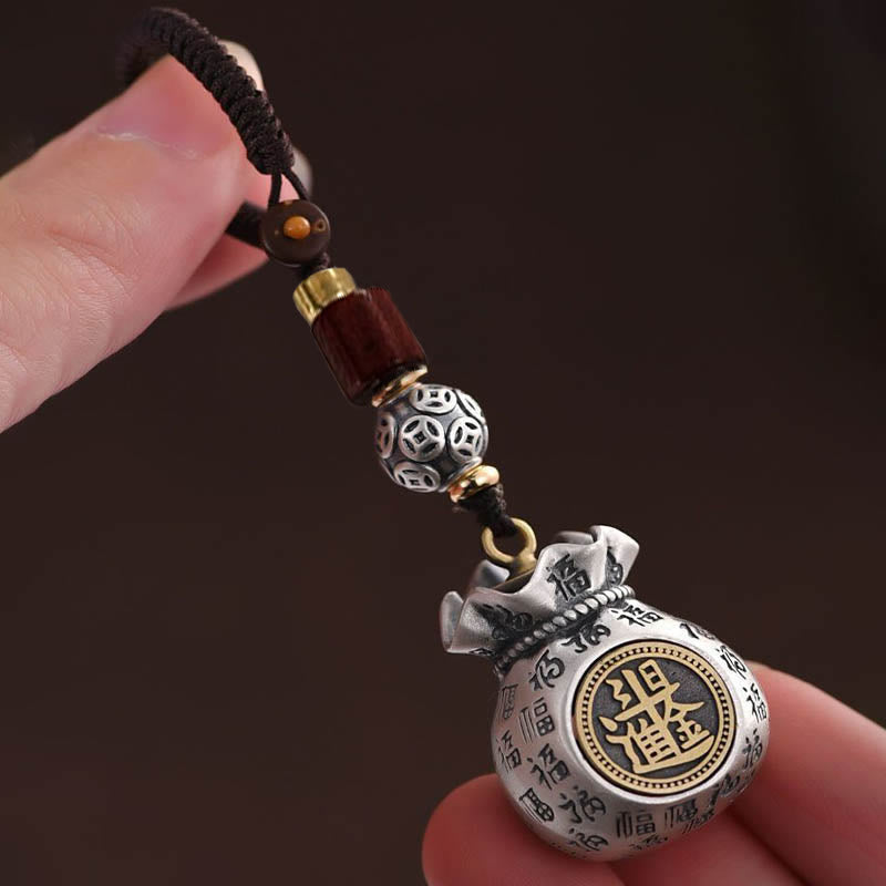 Wear FengShui Fu Character Money Bag Making Money Every Day Fortune Key Chain