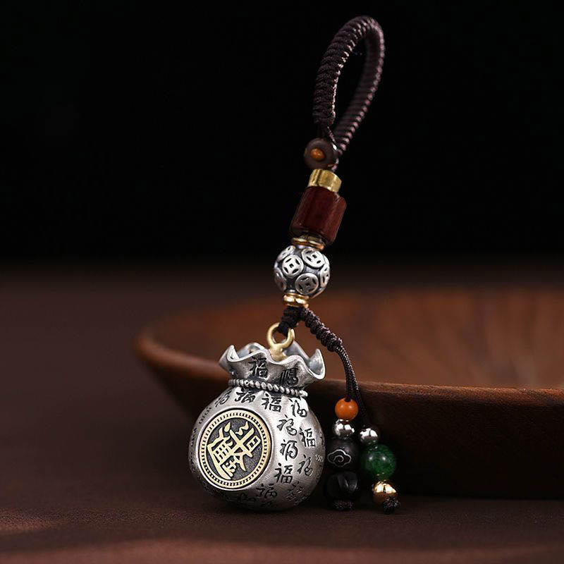 Wear FengShui Fu Character Money Bag Making Money Every Day Fortune Key Chain
