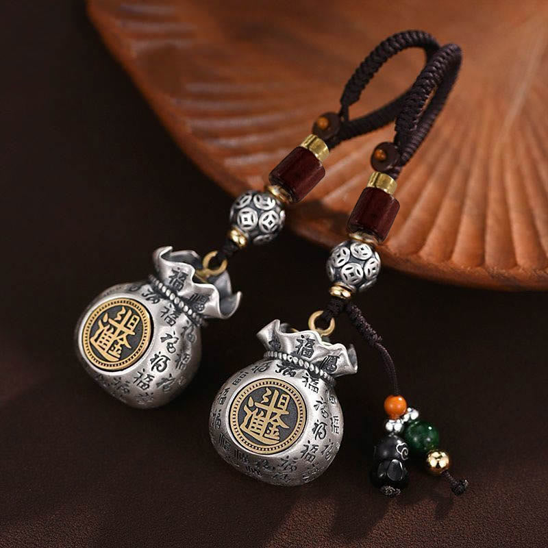 Wear FengShui Fu Character Money Bag Making Money Every Day Fortune Key Chain