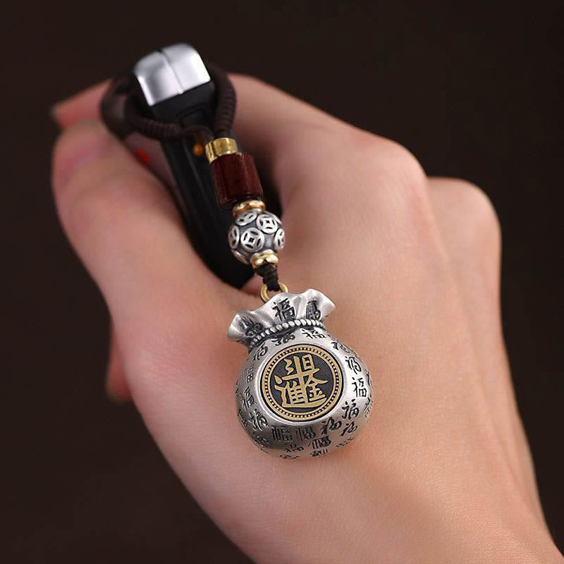 Wear FengShui Fu Character Money Bag Making Money Every Day Fortune Key Chain