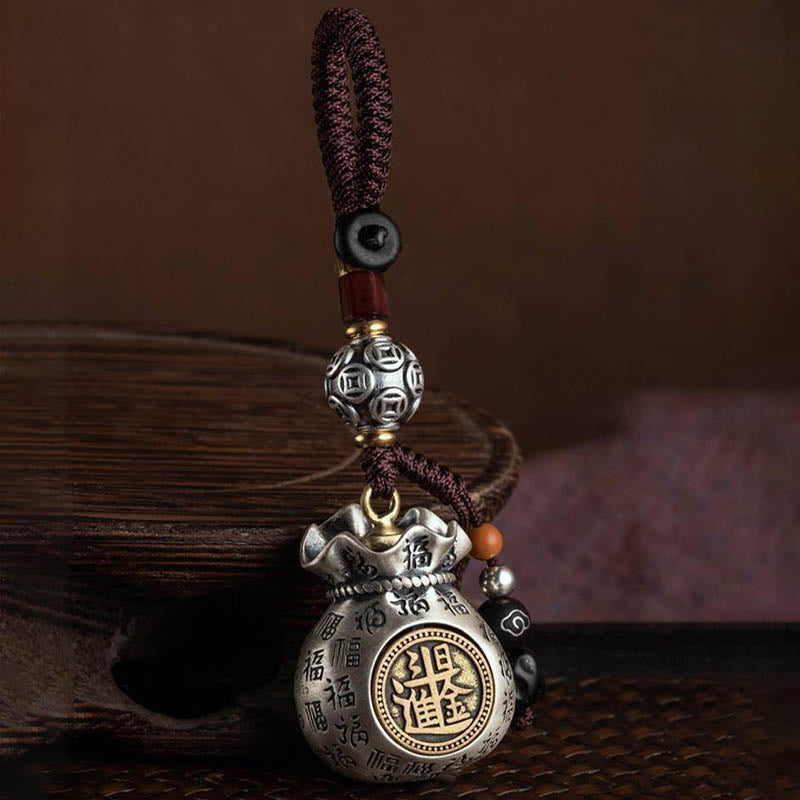 Wear FengShui Fu Character Money Bag Making Money Every Day Fortune Key Chain
