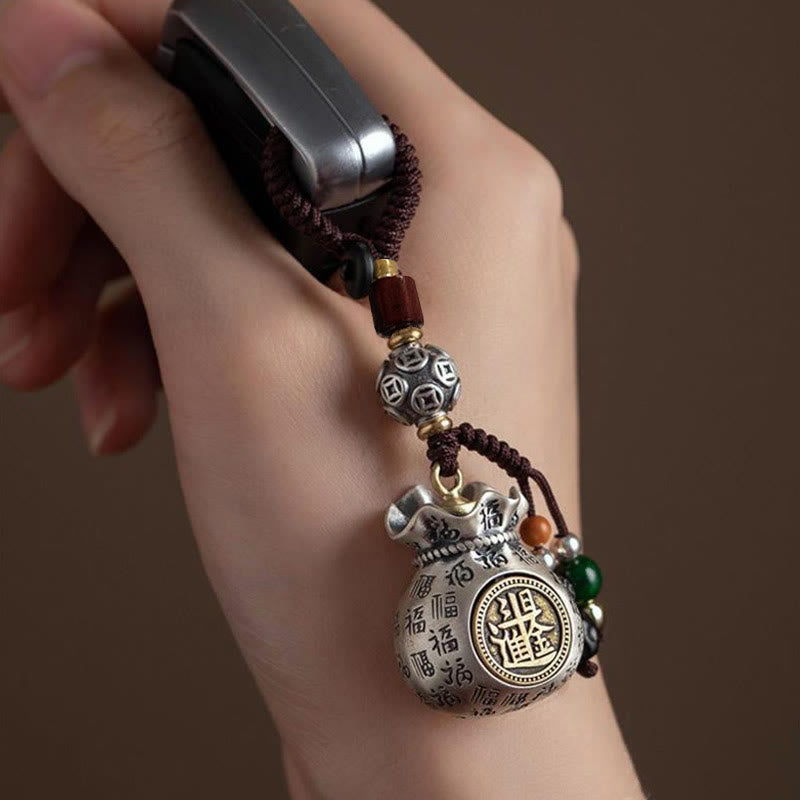 Wear FengShui Fu Character Money Bag Making Money Every Day Fortune Key Chain