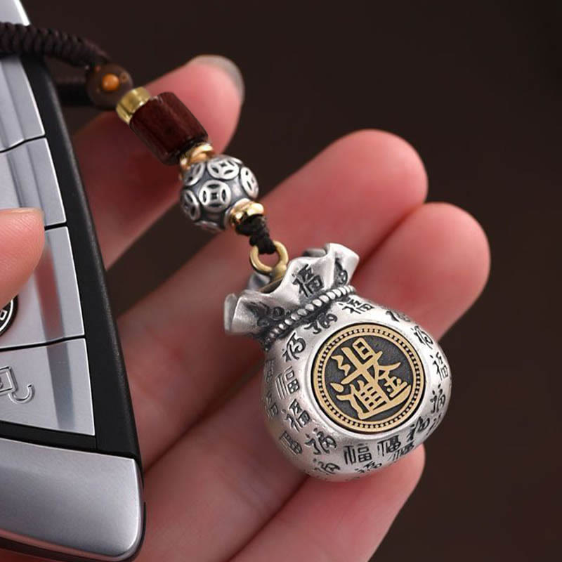 Wear FengShui Fu Character Money Bag Making Money Every Day Fortune Key Chain