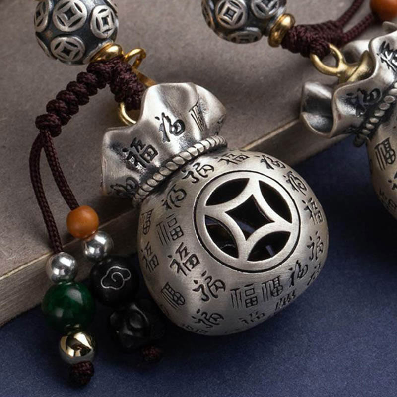 Wear FengShui Fu Character Money Bag Making Money Every Day Fortune Key Chain